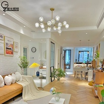 Full Copper Mesh Red Molecular Lamp Light Extravagant Crystal Living-room Chandelier Rear Modern Nordic Minimalist Restaurant Bedroom Falade Style Lamp