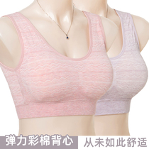 Middle-aged and elderly mothers seamless large size and fat colored cotton bra Womens Big chest without steel ring underwear vest thin bra