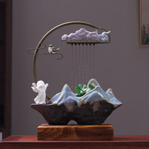 New Chinese style flowing water decoration creative living room entrance office desktop fish tank ceramic humidifier opening gift