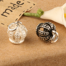 925 silver crown small pendant handmade DIY wearing beads material string bracelet necklace Thai silver pendant accessories