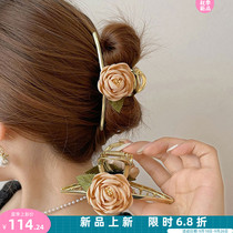 Korean flower hairclip back head grab clip large clip large clip headdress 2021 new high-end shark clip advanced sense