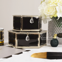 European black water drop glass jewelry box creative soft dressing table jewelry box forever flower storage box