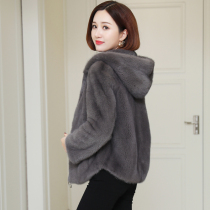 Zqqz whole mink fur coat women's short hooded 2021 winter new fashion mink fur coat D261