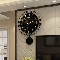 New Chinese clock wall clock living room Chinese style household atmospheric pendulum clock Creative fashion decoration Silent clock wall hanging