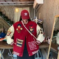 Yuki Great White Baseball Suit Woman Spring Autumn Ins Chaolax Han version original Cebu embroidery 100 hitch student-hit color jacket