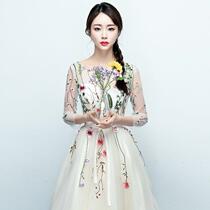 Bridesmaids 2020 new mid-length edition dignified elegant banquet celebrity party dress show thin dress woman