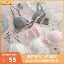 Japanese girl bra set womens sleep bra upper rest comfortable without steel ring triangle cup sweet underwear set