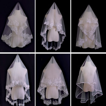 Champagne head yarn headdress Super fairy son Net red photo props retro wedding veil female Bride wedding short