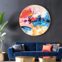Pure Hand Painted Oil Painting Hyun Guan Decoration Painting Light Extravagant Living Room Painting New Chinese Round High-end Atmosphere Restaurant Brief Hanging Painting