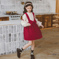 Girls clothing red suit dress 2022 new models in the big girls Yangang Princess two tides