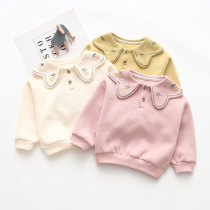 Girls Autumn Sweater 2021 foreign baby coat base Korean casual childrens clothing set top thick baby coat