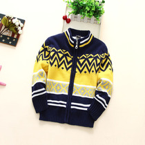 2021 spring and autumn boys plus velvet padded zipper cardigan sweater warm coat middle childrens knitted top childrens clothing
