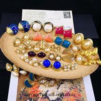 Atlantic vintage American antique earrings TRIFARI Cuifferie gilded retro elegant pearl refined ear nail