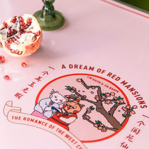 Zuo Xiantun Road Cartoon Dream of Red Mansions Soft glass Chinese tablecloth fabric dining table PVC waterproof and oil-proof tea table cloth