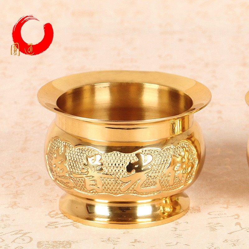 Putuoshanren all-copper 4-inch Buddhist incense burner exquisite Buddha light shines