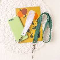 Girl ruffled lanyard mobile phone universal hanging rope wrist rope Korean version of broadband neck long lanyard women