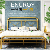 Wrought iron bed Nordic simple double bed 1 8 meters 1 5 meters Modern princess bed Golden iron bed frame single apartment bed