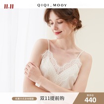 QIQI fur cashmere camisole Vest Womens sleeveless short strapless backless design sense lace knitted base shirt