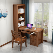 Chinese desk bookshelf combination simple modern writing desk bookcase integrated home solid wood computer desk bedroom desk
