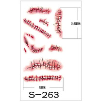 Tattoo Stickers Waterproof Scar Needle Seam Prank Halloween Horror Wounds Realistic Blood Scar Marks Stickers