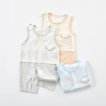 Beiyiner baby jumpsuit open crotch 0-1 year old summer sleeveless vest ha dress 0-3 months pure cotton baby clothes