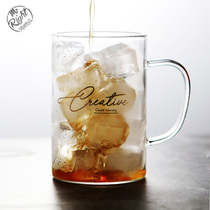 Ho Si Sen Sen Glass coffee cup with lid Metal straw ins wind coffee cup Petty mood water cup