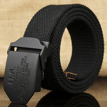 Canvas belt Mens belt Automatic buckle Youth student pants belt Mens and womens large size military training cloth belt