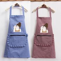 Cotton apron zipper pocket sleeveless home kitchen cooking fashion Korean overalls men and women skirt custom