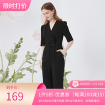 Triple Color 2021 Summer Womens Dress Suit Collar Double Row Button Black 70% One-piece Pants D363O2048E20