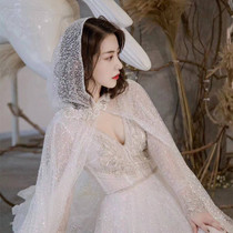 Shake-in-the-red bridal bridal wedding cloak with a new shimmery drape trailing veil without wedding dresses