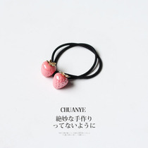 Korean girl hair rope new high elastic hair circle fruit cute head rope net red pink tender color strawberry rubber band hair ornaments