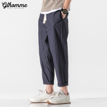 Pants men autumn thin new men casual pants loose straight Korean trend casual overalls pants ankle-length pants