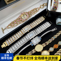 Antique vintage watch retro jewelry European and American color treasure rhinestone pearl quartz bracelet bracelet quartz watch