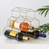 Nordic minimalist practical geometric metal Wine Rack bar decoration ornaments golden honeycomb red wine shelf window display