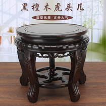 Redwood fish tank base round solid wood vase bonsai stone ornaments base wooden floor flower several flower stand