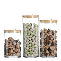 Glass sealed jar with lid household bottle tangerine peel storage tank large tea food grade bottle bamboo lid storage bucket