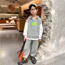 Boys autumn suit 2021 new middle and big children 10 handsome boys spring and autumn children Foreign style Korean version 13-year-old tide