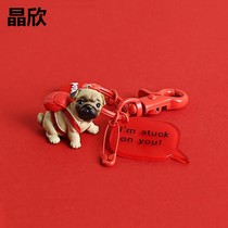 Cute creative little dog key chain dog dog pendant car key chain male Lady ins schoolbag bag