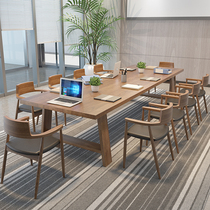 Nordic Solid Wood Meeting Table Long Table Retro Negotiating Table And Chairs Combination Brief Modern Large Reception Room Desk