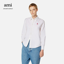 AMI Ladies Classic Love Cotton-Solid Color Casual Youth Trend Embroidered Long-sleeved Shirt