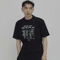 SAMESAME basic new original hand-painted printed cartoon graffiti T-shirt loose casual round neck short sleeve male tide