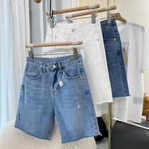 Self-reserved good things~spring and summer with artifact thin high-waisted flash five-point casual denim shorts womens large size