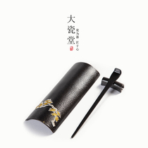 Big porcelain hall Japanese fire tea hand-inlaid tin tea spoon tea steak rack three pieces of tea teaspoon tea ceremony accessories