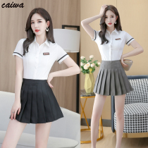 Pedicure technician work clothes thin new foot bath shop foot massage work clothes slim shirt skirt set