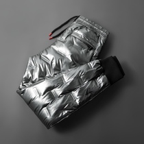 Tide brand winter white duck down thickened warm loose down pants men wear Korean trend elastic leg casual pants