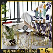 ins Nordic wrought iron metal small coffee table simple modern small apartment European tea table balcony Nordic simple coffee table