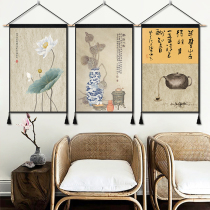  Chinese teahouse hanging canvas art hanging cloth wall cloth Bedside tapestry Chinese style restaurant hotel kitchen curtain wall hanging