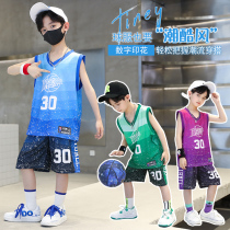Boys summer clothing suit 2022 new childrens Korean version of the Korean version of the childrens two sets of sleeveless basketball conserved summer