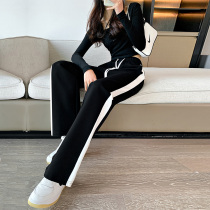 Black Summer Thin Draw Rope Casual Pants Woman High Waist Loose wide leg Lean Covety Straight Drum Mopping Long Pants Small