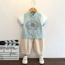 Hanfu Boy Summer Children Summer Thin style Short sleeves Down with baby China Wind Dragon Boat Festival clothes National school clothes ancient clothes